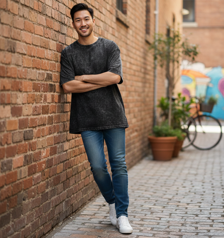 חולצת ג׳ינס אוברסייז פסיכית