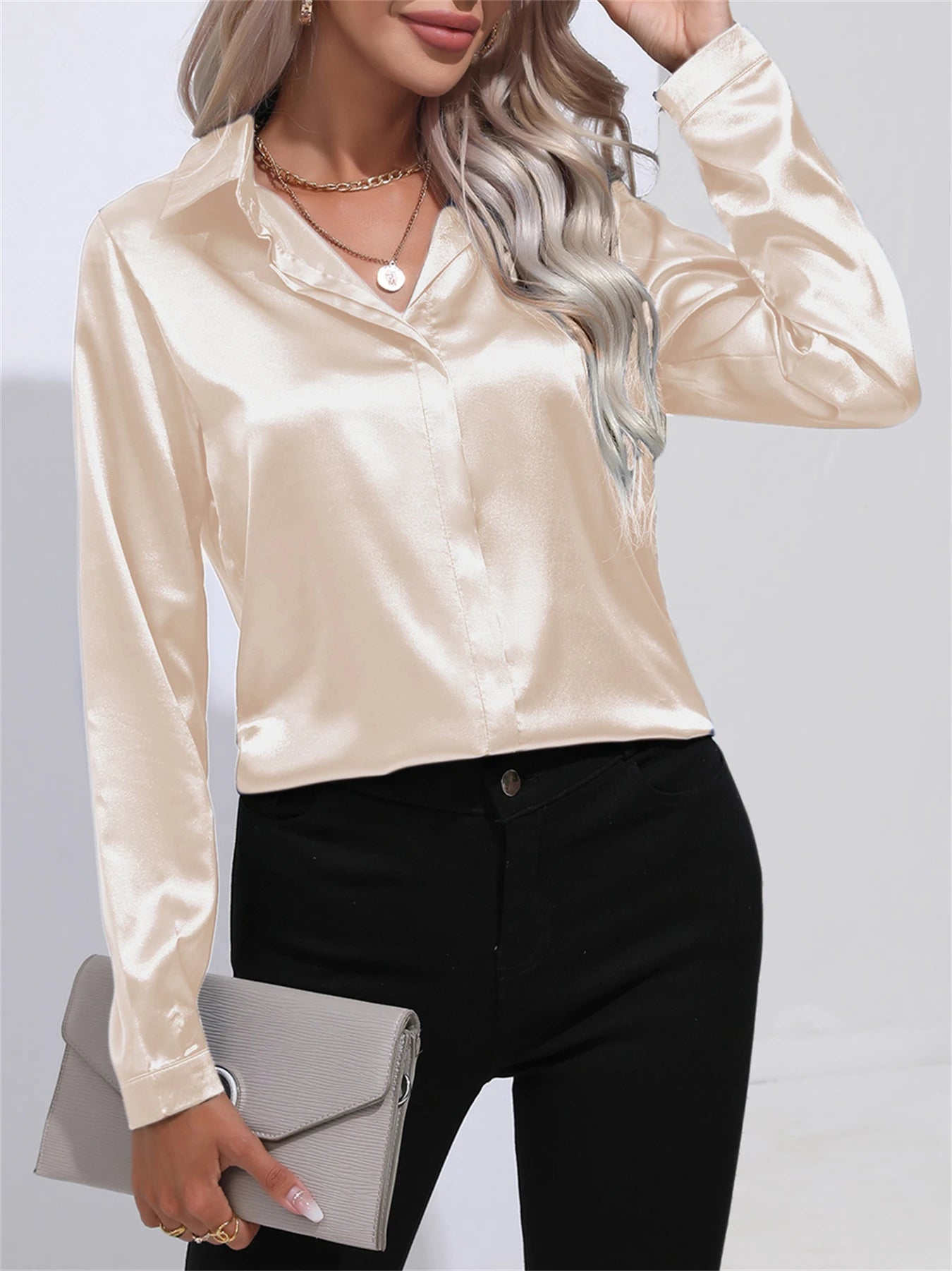 חולצה - Satin Long Sleeve