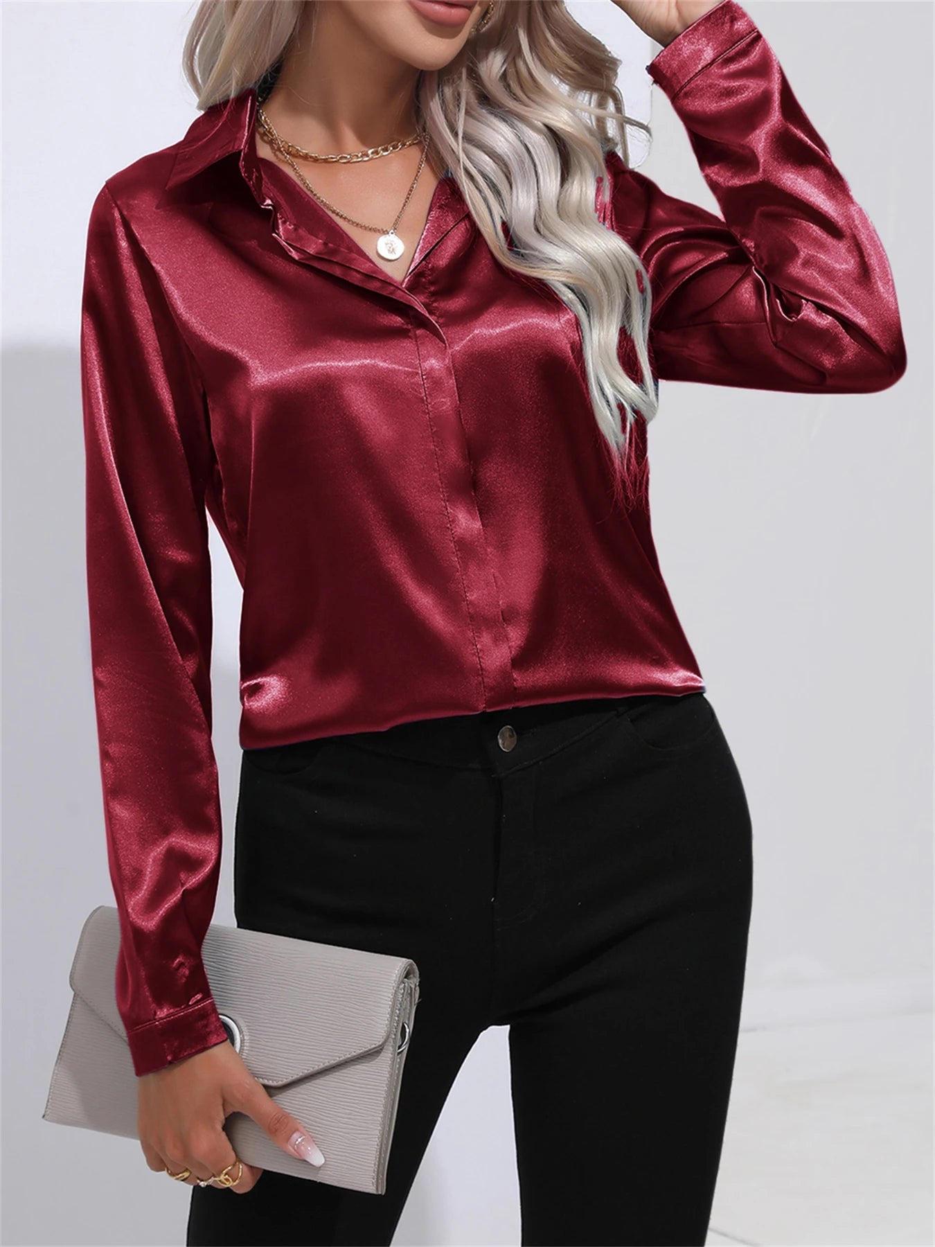 חולצה - Satin Long Sleeve