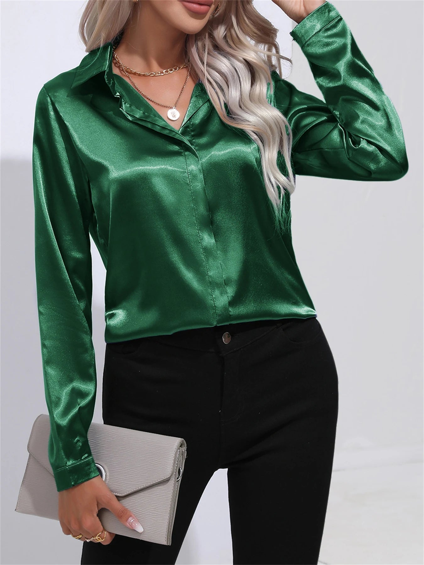 חולצה - Satin Long Sleeve